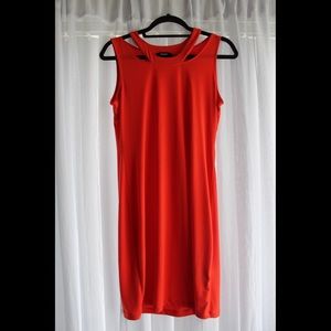 Sheath dress with cutout collar